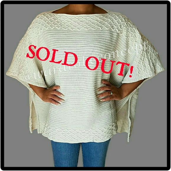 Boutique Sweaters - Boatneck Textured Ribbed Sweater Poncho