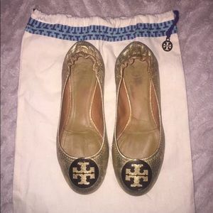 Gold Tory Burch Reva Flats