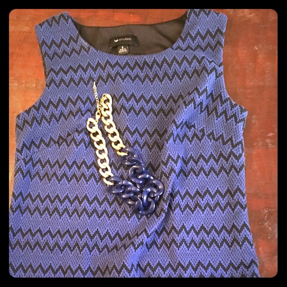 Blue and black sheath dress