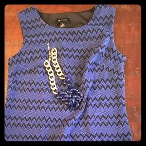 Blue and black sheath dress