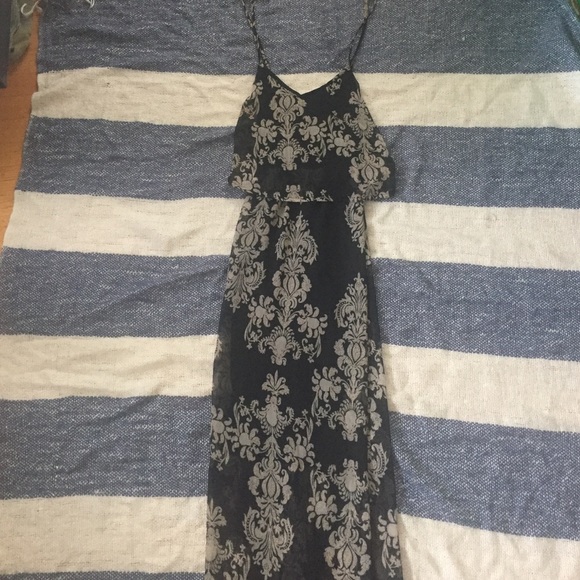 Damask Black Maxi Dress