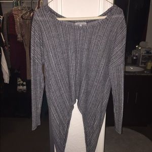 Grey Asymmetrical Long Sleeve Top