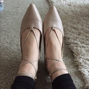 Lace up leather ballet flats