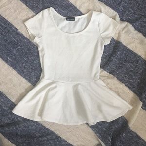White Peplum Top