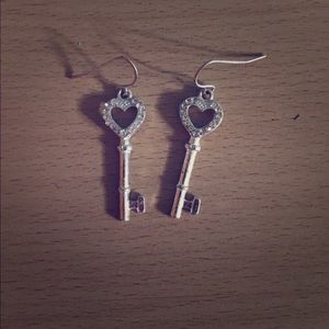 Key heart earrings