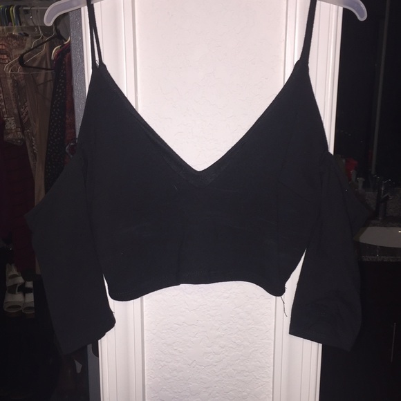Black Off the Shoulder Crop Top