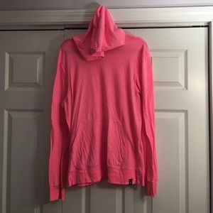 Bright pink hooded sweatshirt