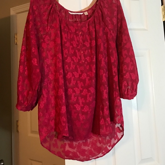 EUC Lauren Conrad sheer red top, Large
