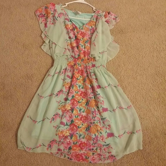 Mint green floral dress