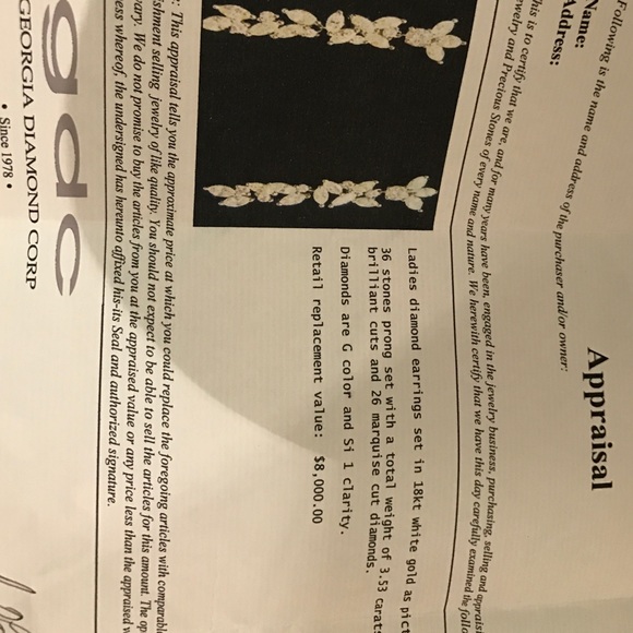 Ladies diamond earrings.  Appraisal shown - Picture 2 of 4