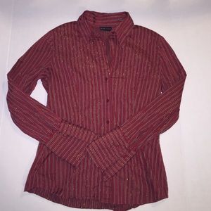 New York & Co stretch red holiday shirt - M