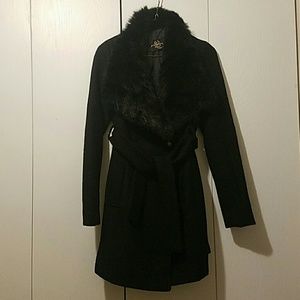 Black fur collared winter jacket