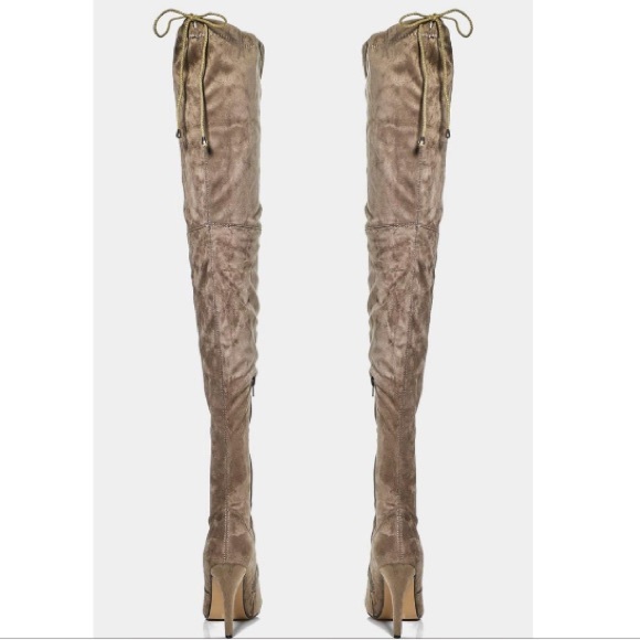 Taupe Thigh High Over the Knee Suede Boots