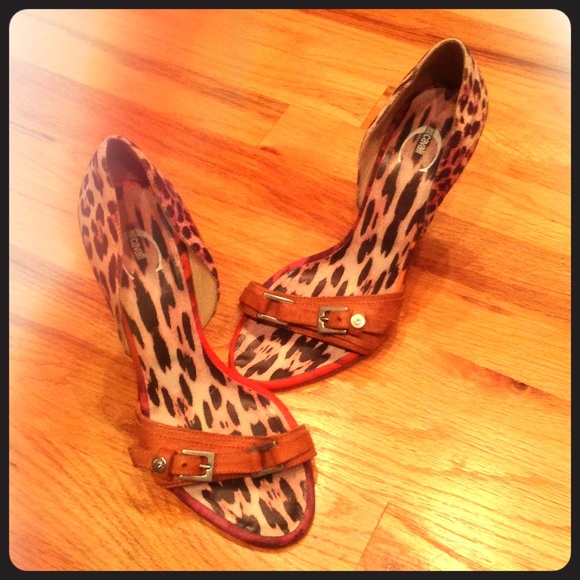 Just Cavalli Leopard Print Heels with Buckle