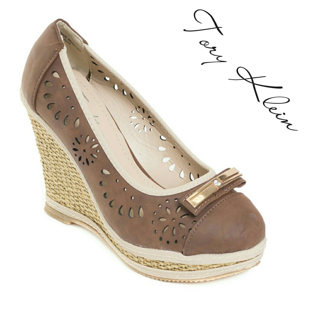 Women Wedge Buckle Espadrilles hw-1677, Brown - Picture 1 of 3