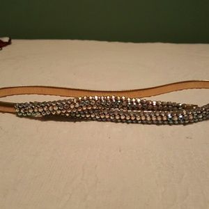 Retro gold and rhinestone stretch belt
