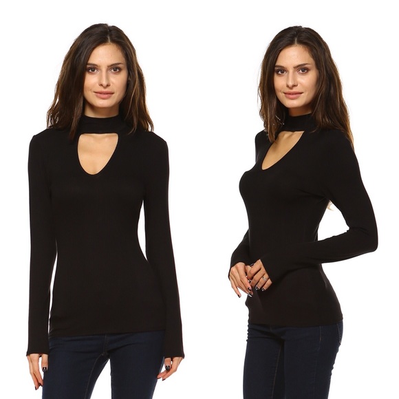 Black Long Sleeve Choker Top - Picture 8 of 8