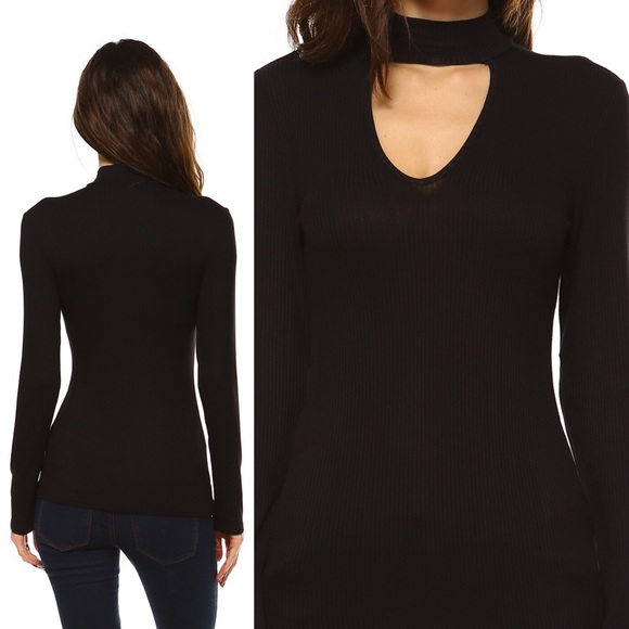 Black Long Sleeve Choker Top - Picture 5 of 8
