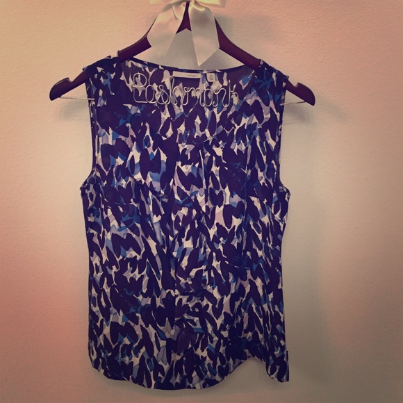 Halogen Tops - XSP Halogen 100% Silk Ruffle Blue Shirt