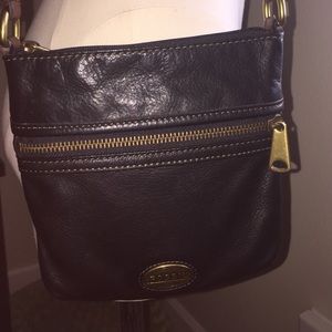 Fossil Black Leather Crossbody Bag