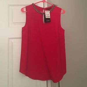 Red sleeveless top