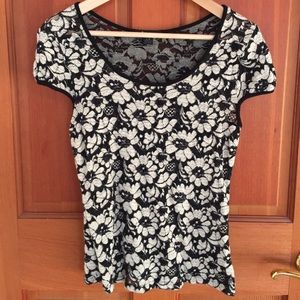 Cream/Black Floral Top
