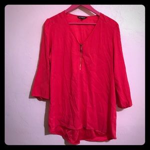 Hot pink Express zipper detail blouse