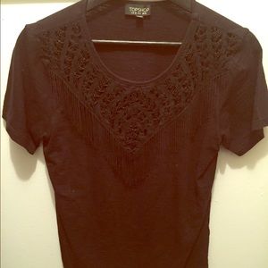 Topshop tee with embellished neckline