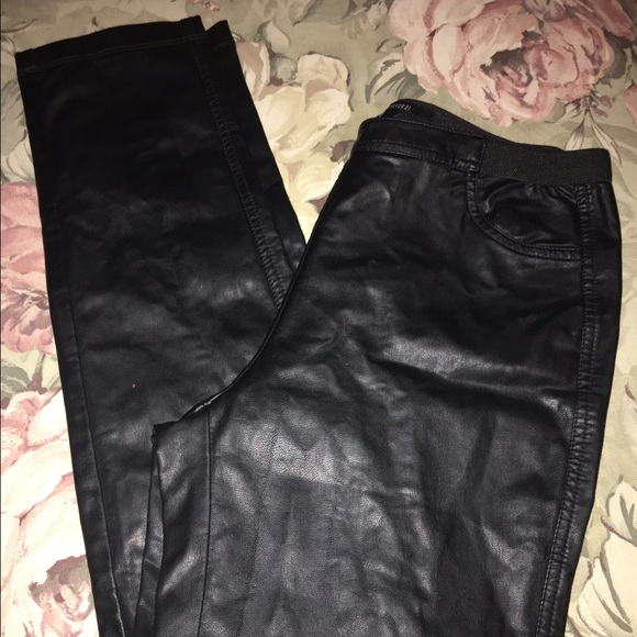 Faux black leather pants
