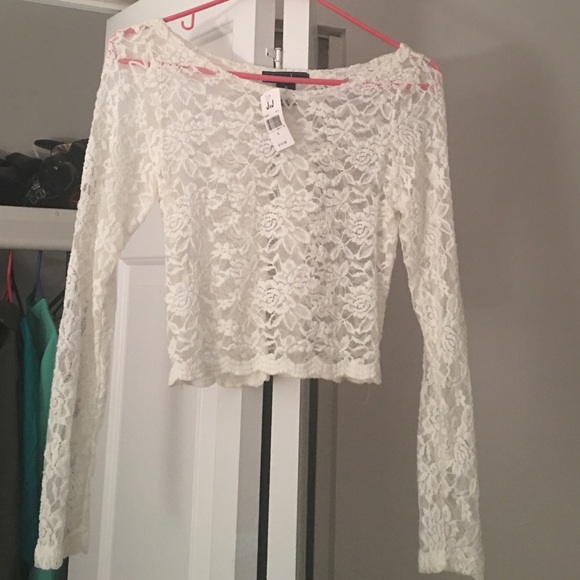 White see through flower crop top