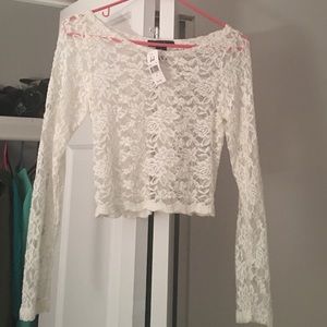 White see through flower crop top