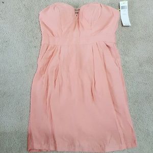 Coral peachy strapless dress