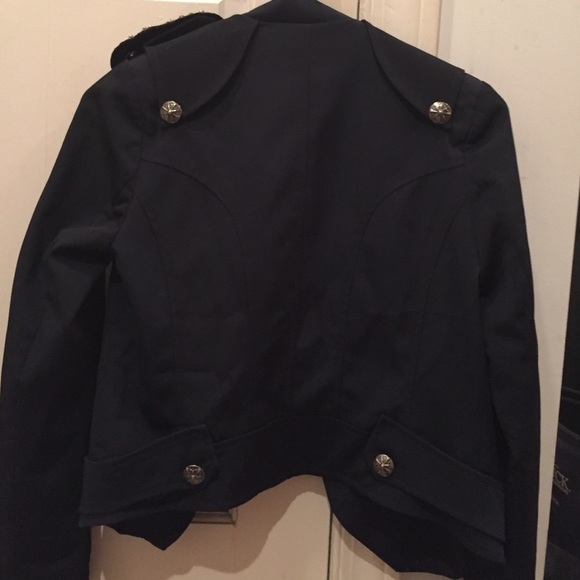 Navy shoulder-embellished Blazer - Picture 4 of 4