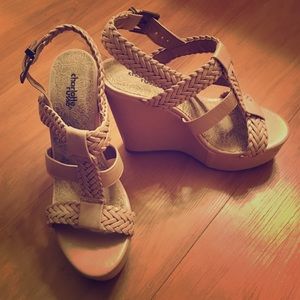 Charlotte Russe Nude/Tan Leather Wedges