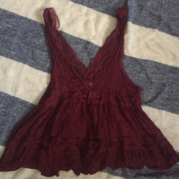 Free People Deep V lace tank