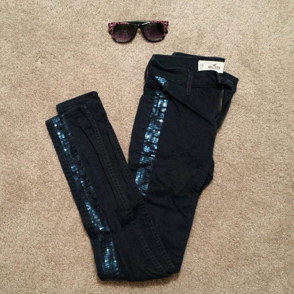 Hollister Blue Sequined Black Jeans