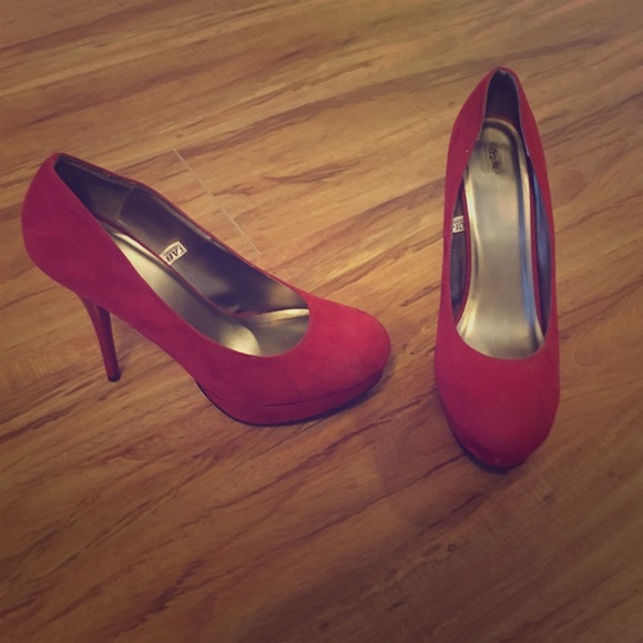 Red suede heels
