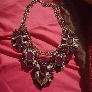 Purple chunky statement necklace