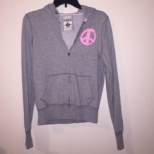 Pink by Victoria's Secret grey/ gray zip up hoody