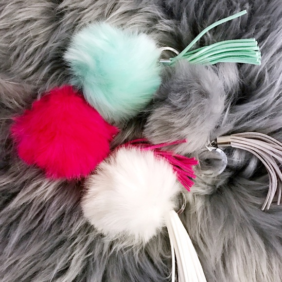 Teal Furry Keychain with Tassel! (One color)