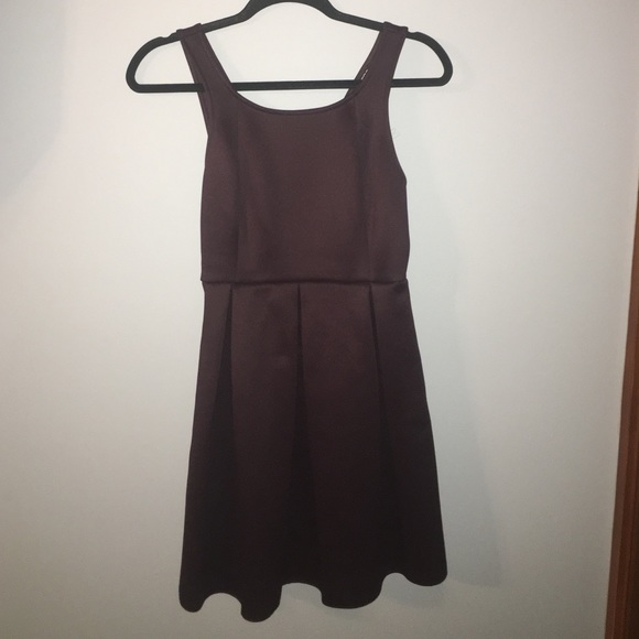 Purple bonded Crisscross Back Full Skirt Dress