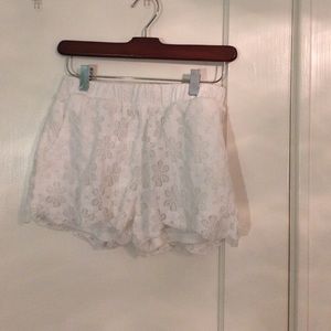 White Floral Cloth Shorts