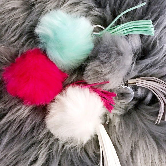 Grey Furry Keychain with Tassel! (One Color).