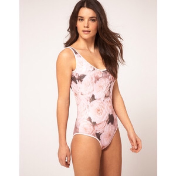 WILDFOX rose print one piece swimsuit