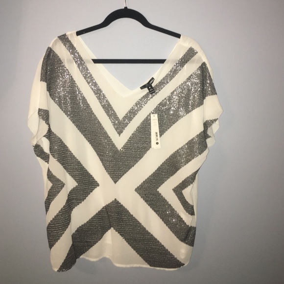 White and Black Sequenced Shirt