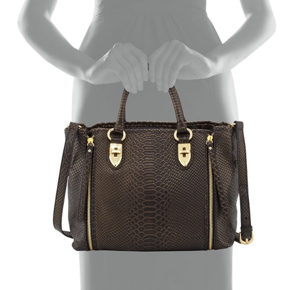 Oreet Snake-Embossed Leather Tote Bag Black - Picture 3 of 4