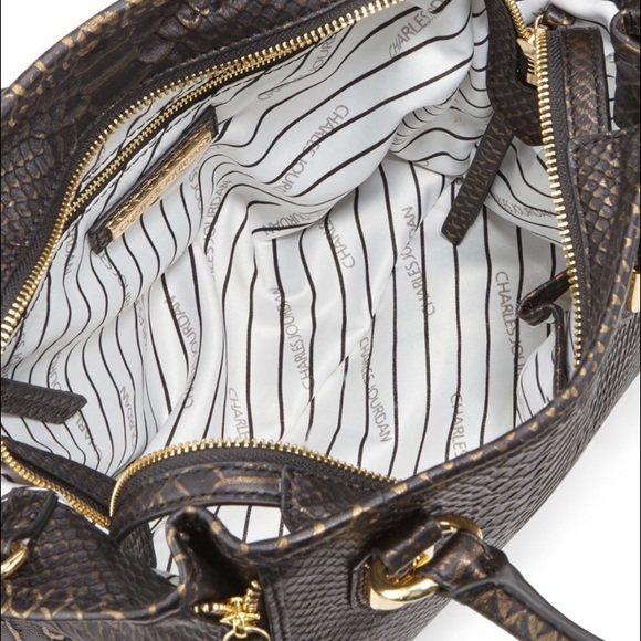 Oreet Snake-Embossed Leather Tote Bag Black - Picture 4 of 4