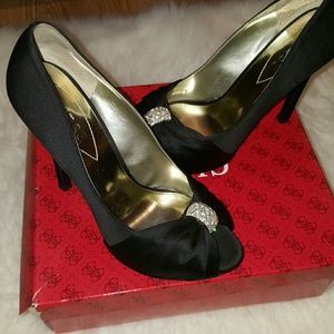 GUESS black heels with rhinestones, brand new!