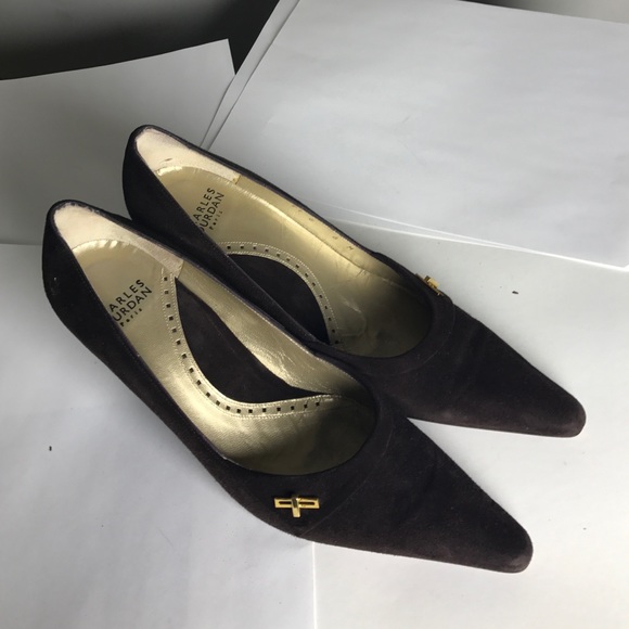 Charles Jourdan chocolate brown suade heel - Picture 1 of 4