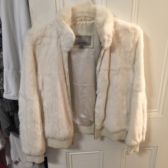 White rabbit fur coat